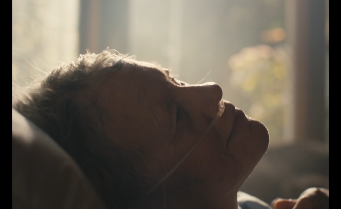 Still from What's Life: a profile of an elderly woman resting